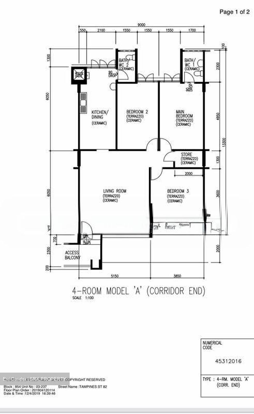 Blk 854 Tampines Ville (Tampines), HDB 4 Rooms #580783611